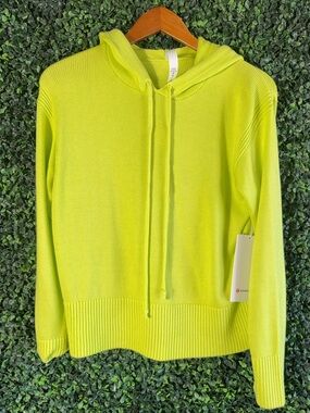 lululemon Double Knit Sweater Hoodie Cashlu Neon Yellow XS/S NWT